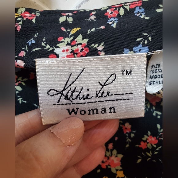 Vintage Black Ditsy Floral Maxi Dress by Kathy Lee Woman 18W - Picture 4 of 10